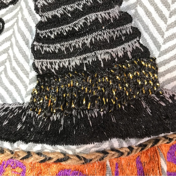 Isaac Mizrahi Halloween Hocus Pocus embroidered tea towel witch hat spider twine - Picture 5 of 8